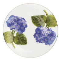 12" Round Blue Hydrangea Glass Plate by Mud Pie