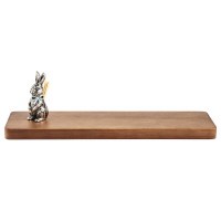 4.5" x 14" Brown Wood Board with Silver Bunny Tooth Pick Holder by Mud Pie