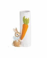 6" Pink Bow Bunny Ceramic Bud Vase by Mud Pie