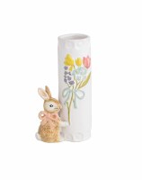 6" Pink Bow Bunny Ceramic Bud Vase by Mud Pie