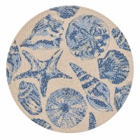15" Round Blue Shell on Braided Placemat