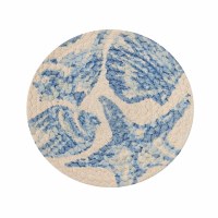 8" Round Blue Shell on Braided Trivet
