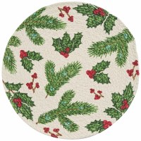 15" Round Holly on Braided Placemat