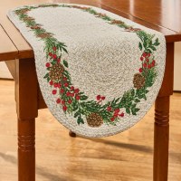 36" Pine Berries on Braided Table Runner