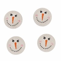 Set of Four 4" Round Snowman on Braided Coasters