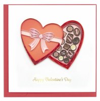 6" x 6" Quilling "Happy Valentine's Day" Box of Chocolates Greeting Card