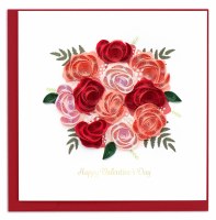 6" x 6" Quilling "Happy Valentine's Day" Roses Greeting Card