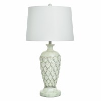 33" Antiqued White Shells Polyresin Table Lamp