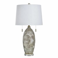 32" Silver Lined Double Pull Polyresin Table Lamp