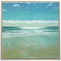 42" Sq Shimmering Sea Framed Coastal Canvas