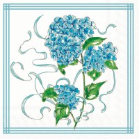 5" Sq Blue Hydrangea Beverage Napkins