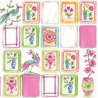 5" Sq Pink Mahjong Beverage Napkins