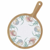 12" Aquamarine Ceramic and Wood Cutting Board