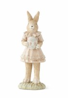 8" Light Brown Polyresin Girl Bunny Figurine