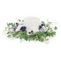 6" Blue and White Flower Candle Ring