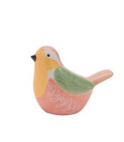 4" Multi Pastel Green Wing Ceramic Bird
