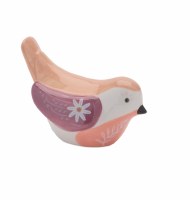 4" Multi Pastel Pink Wing Ceramic Bird