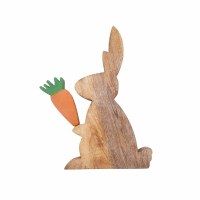 13" Brown Bunny with Carrot Wood Figure