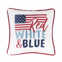 10" Sq "Red White & Blue" Embroidered Decorative Pillow