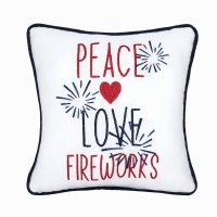 10" Sq "Peace Love Fireworks" Pillow