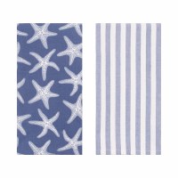 Set of Two 27" x 18" Calming Seas Starfish Coastal Kitchen Towel