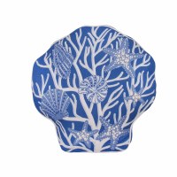 18" Blue and White Scallop Shaped Decorative Coastal Pillow