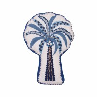 17" x 11" Blue Palm Shaped Decorative Coastal Pillow
