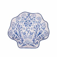 17" x 19" Blue and White Scallop Shaped Decorative Coastal Pillow