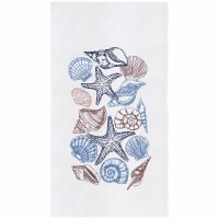 27" x 18" Blue and Brown Vintage Shells Kitchen Towel