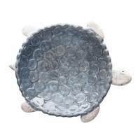 9" Blue and Brown Ceramic Turtle Dish