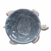 5" Blue and Brown Ceramic Turtle Dish