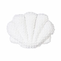 18" White Textured Scallop Shaped Decorative Coastal Pillow