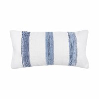 12" X 24" Blue and White Chindi Stripe Decorative Pillow