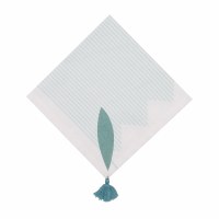 18" Aqua and White Tassle Fish Fabric Napkin