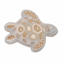 18" Blue and Beige Beaded Turtle Shaped Decorative Coastal Pillow