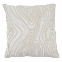 18" Sq White and Natural Topographic Decorative Pillow