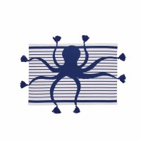 14" x 22" Navy and White Octopus Tassle Fabric Placemat