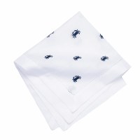 20" Navy Crabs on White Fabric Napkin