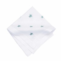 20" Aqua Turtles on White Fabric Napkin