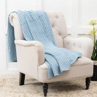 50" x 70" Sky Blue Bamboo Waffle Throw Blanket