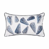 12" x 21" Blue Cone Shells Decorative Coastal Indoor/Outdoor Lumbar Pillow