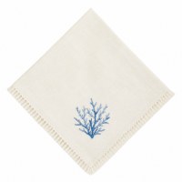 18" Embroidered Blue Coral Napkin