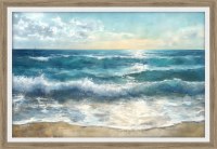 29" x 41" Beach Horizon Coastal Gel Print in Brown Wood Frame