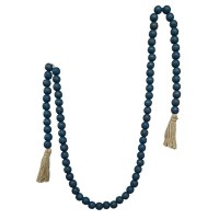 90" Blue Wood Beaded Table Garland