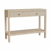 40" Natural Raffia Wrap Two Drawer Console Table