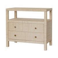 28" Natural Raffia Wrap Two Drawer Nightstand