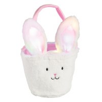 6" LED Pink Bunny Ears Headband With Basket by Mud Pie