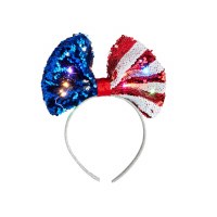 LED Red White and Blue Bow Headband by Mud Pie