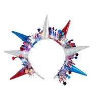 LED Red White and Blue Crown Headband by Mud Pie