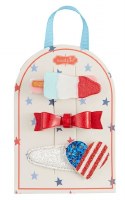 Set of Three Red White and Blue Popsicle Hair Clips by Mud Pie